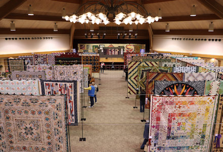 overhead view of quilt show