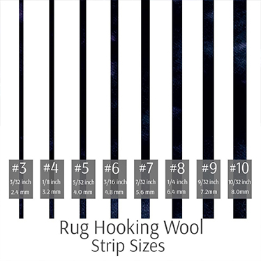 Rug hooking wool strip sizes