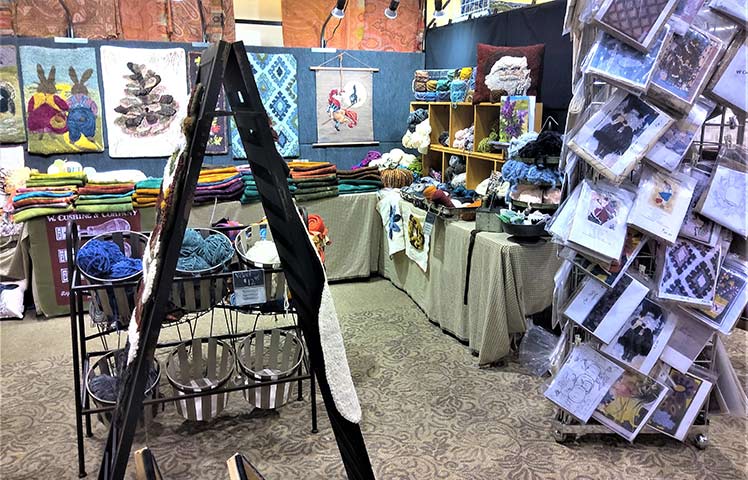 booth of rug hooking materials Heidbreder workshop