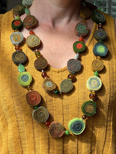 wool and bead necklace, Yvonne Iten-Scott workshop