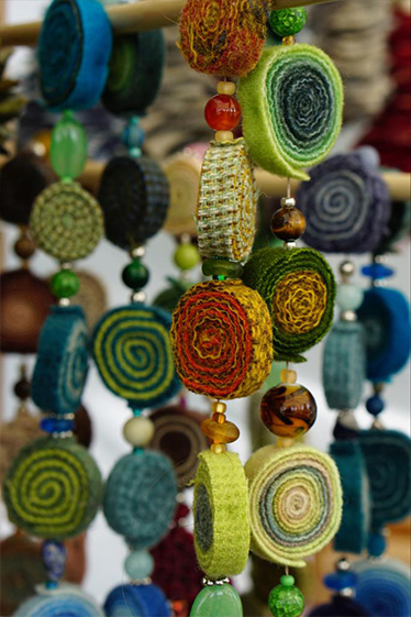 colorful wool necklaces, Yvonne Iten-Scott workshop