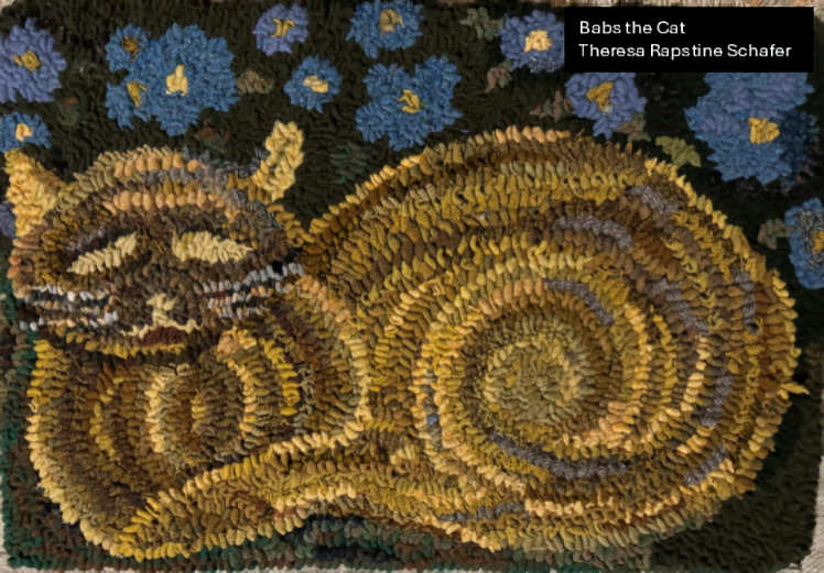Cat-with-flowers-hooked-rug