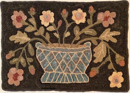 Vase flowers hooked rug by Cammie Bruce