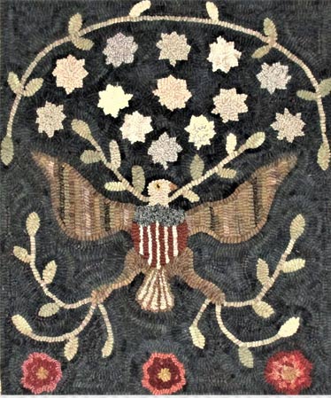 Patriotic hooked rug by Cammie Bruce
