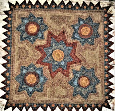 star flowers hooked rug by Cammie Bruce
