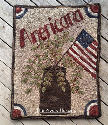 Patriotic design rug hooked by Jenny Smallridge