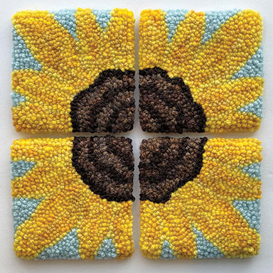 Sunflower rugs hooked by Rebecca Martin