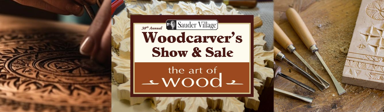 Woodcarvers Show & Sale 2024 logo wood carving and wood burning