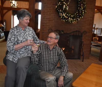 Romantic Getaway at Heritage Inn by fireplace